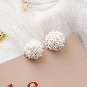 Hand-Beaded S925 White Floral Earrings